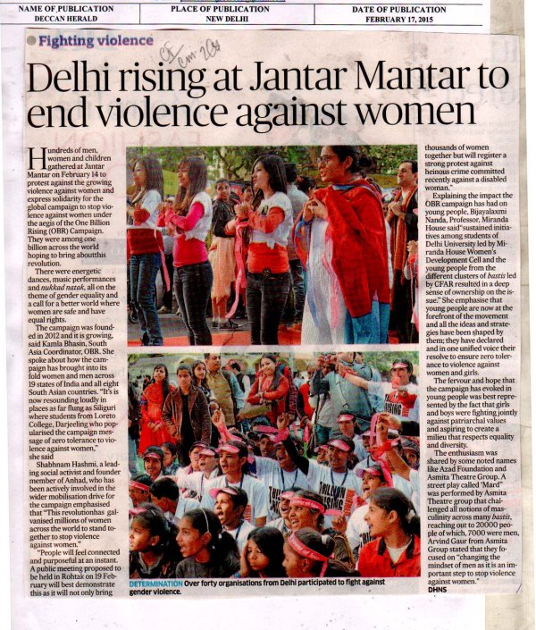 DH ND 17FEB 15 - Delhi rising at Jantar Mantar to end violence against women